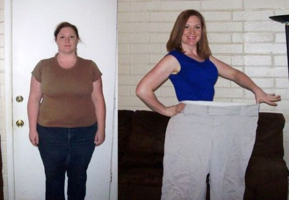 Жена преди и след диета за пиене